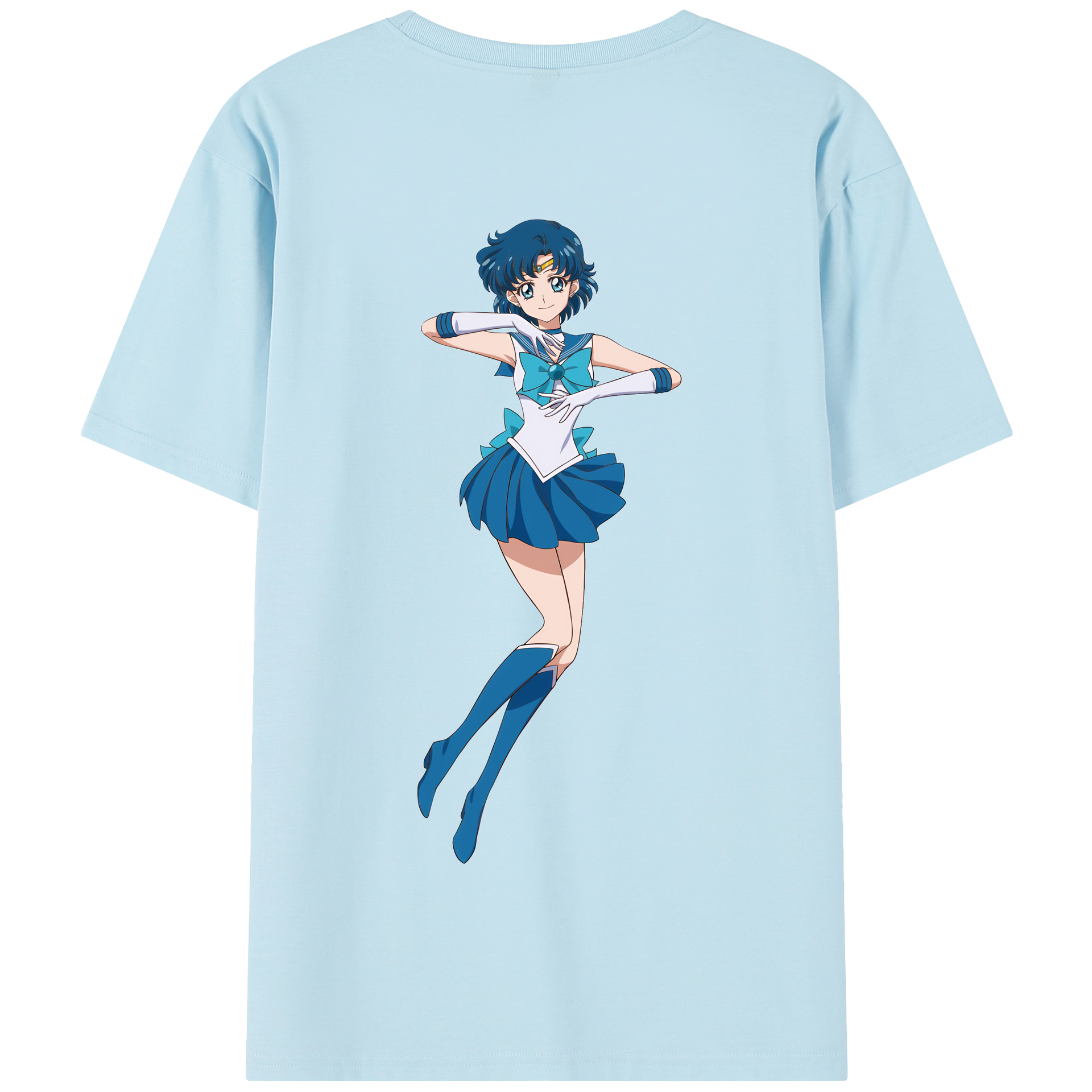 （画像用） 美少女戦士セーラームーン 水野 亜美 みずの あみ Sailor Moon Mizuno Ami 綿100％半袖Tシャツ（背面プリント）